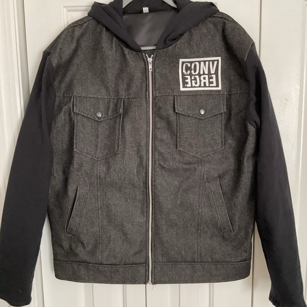 CONVERGE Men’s Black Hooded Zip Jacket L